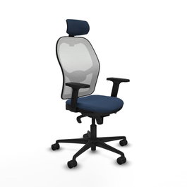 PIQUERAS Y CRESPO Silla de oficina Jorquera con mecanismo Sincro, Azul marino y Blanco