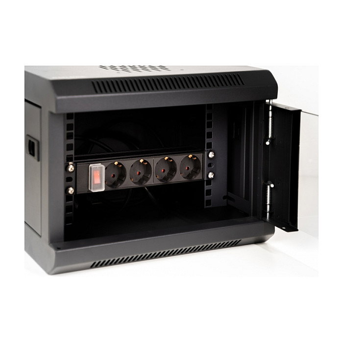 DeLOCK Toma de corriente de 10″ 4-fach con interruptor y contacto de protección, 1U, negro