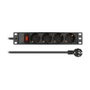 DeLOCK Toma de corriente de 10″ 4-fach con interruptor y contacto de protección, 1U, negro