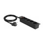 DeLOCK Toma de corriente de 10″ 4-fach con interruptor y contacto de protección, 1U, negro