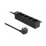 DeLOCK Toma de corriente de 10″ 4-fach con interruptor y contacto de protección, 1U, negro
