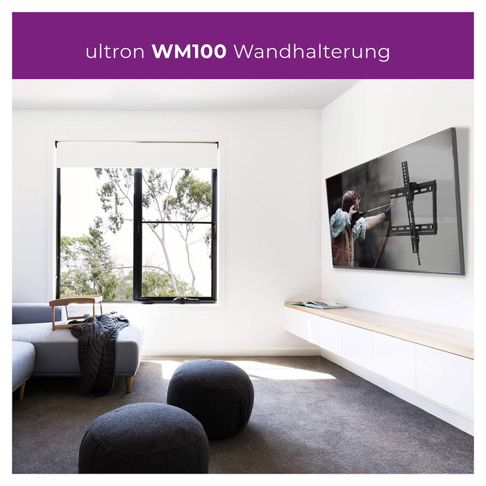 Ultron AG ZUB Ultron WM100 Soporte de Pared para TV de 23" a 56" con Inclinación, Capacidad 30 kg, VESA 75x75 a 400x400 mm