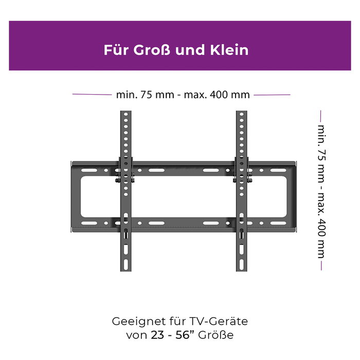 Ultron AG ZUB Ultron WM100 Soporte de Pared para TV de 23" a 56" con Inclinación, Capacidad 30 kg, VESA 75x75 a 400x400 mm