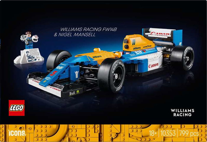 Lego Icons Williams Racing FW14B y Nigel Mansell Juego de Construcción para Adultos