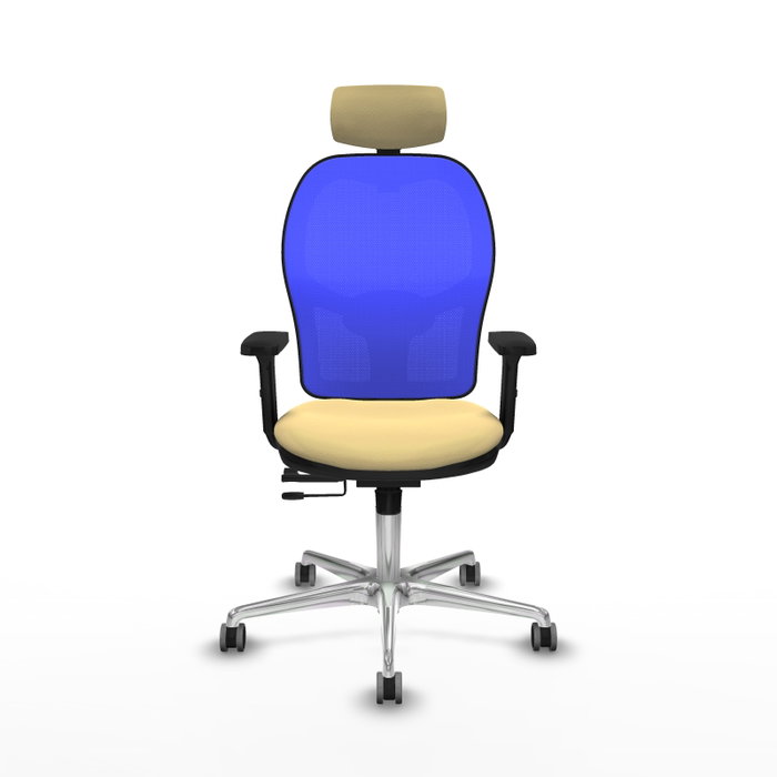 PIQUERAS Y CRESPO Silla de oficina Jorquera con mecanismo Sincro/Traslack, Crema y Azul