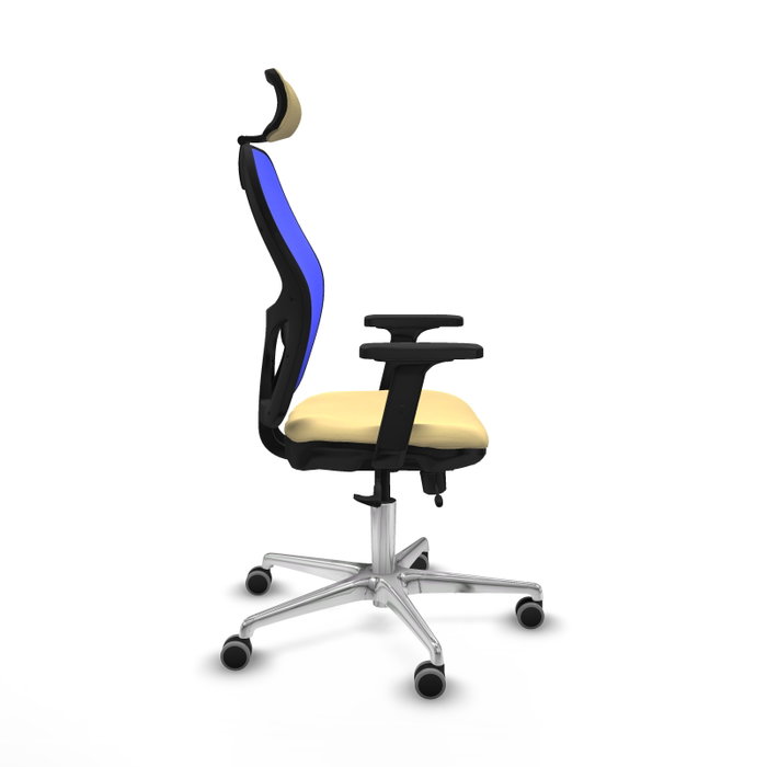 PIQUERAS Y CRESPO Silla de oficina Jorquera con mecanismo Sincro/Traslack, Crema y Azul