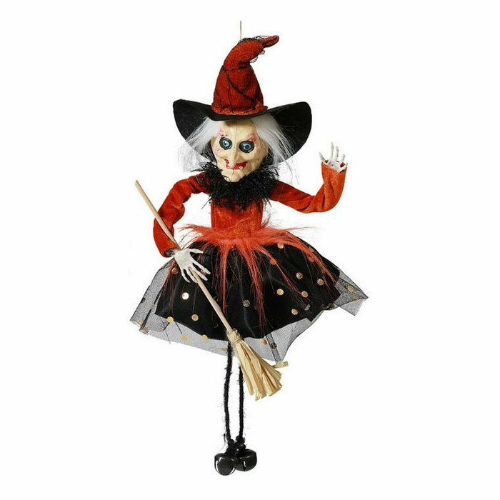 Atosa Bruja Colgante Halloween 44 cm con Vestido Rojo y Cascabeles
