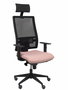 Silla de oficina Horna con mecanismo Sincro tapizada con Tela color Rosa pálido y malla color Negro. Equipada con lumbar 1D, Brazos 1D, Cabecero Fijo y Ruedas de parqué