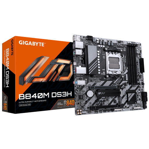 Gigabyte Placa Base B840M DS3H AMD Ryzen 9000 Series Socket AM5 DDR5 8200MHz M.2 PCIe 4.0 LAN 2.5GbE USB 3.2 Gen 1 9MB84MS3H-00-G10 Gigabyte Placa Base B840M DS3H AMD Ryzen 9000 Series Socket AM5 DDR5 8200MHz M.2 PCIe 4.0 LAN 2.5GbE USB 3.2 Gen 1 9MB84MS3H-00-G10
