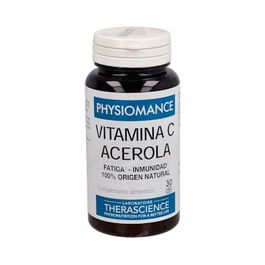 Physiomance Vitamina C Acerola 180mg, 30 Comprimidos Masticables, Apoyo Sistema Inmunológico y Energía