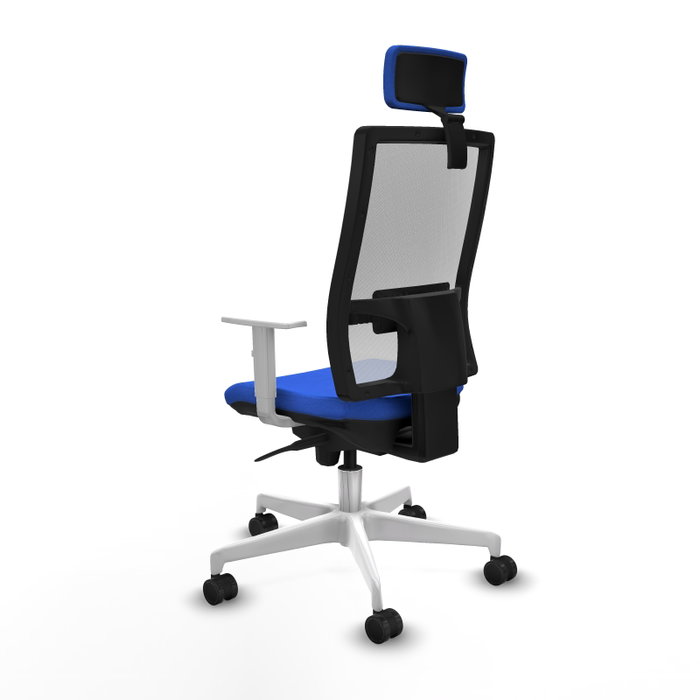 PIQUERAS Y CRESPO Silla de oficina Horna con mecanismo Sincro, Tela Azul y Malla Blanca PIQUERAS Y CRESPO Silla de oficina Horna con mecanismo Sincro, Tela Azul y Malla Blanca