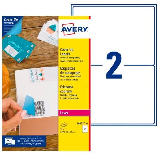 Avery Etiquetas Adhesivas para Enmascaramiento 199,6x143,5mm Blanco Avery Etiquetas Adhesivas para Enmascaramiento 199,6x143,5mm Blanco