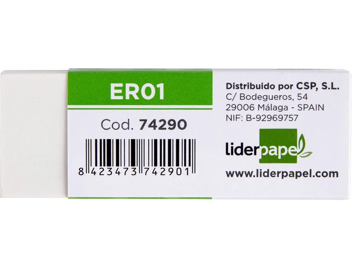 Liderpapel Goma de borrar sintética blanca libre de PVC Liderpapel Goma de borrar sintética blanca libre de PVC