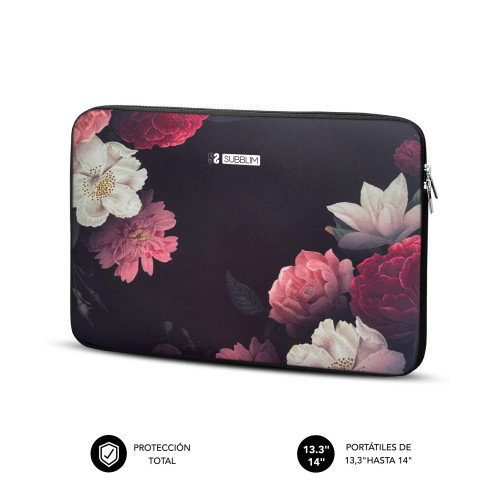 Subblim Trendy Sleeve Neo Flowers para portátiles de 13,3-14 pulgadas, Multicolor