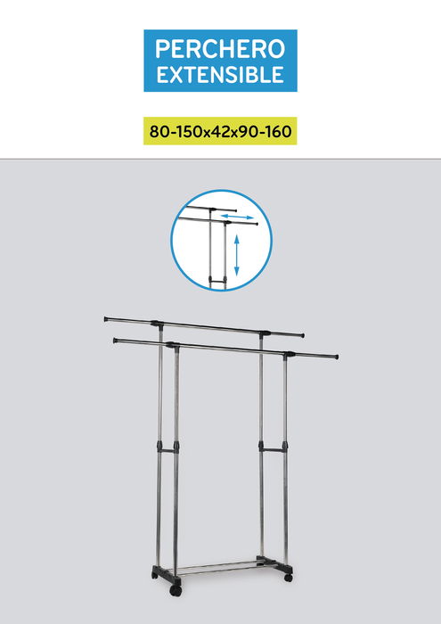 Confortime Perchero Extensible de 80-150 cm x 42 cm x 90-160 cm (3 Unidades)