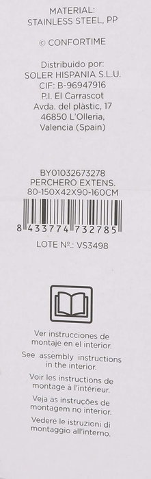 Confortime Perchero Extensible de 80-150 cm x 42 cm x 90-160 cm (3 Unidades)