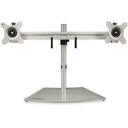 StarTech.com ARMDUOSS Soporte para 2 Monitores de hasta 24" - Base de Escritorio con Brazo Transversal Ajustable en Altura - Compatible VESA 75x75/100x100mm - Plata