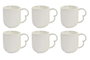 DKD Home Decor Set de 4 Tazas de Porcelana y Bambú Blanco y Natural 350ml