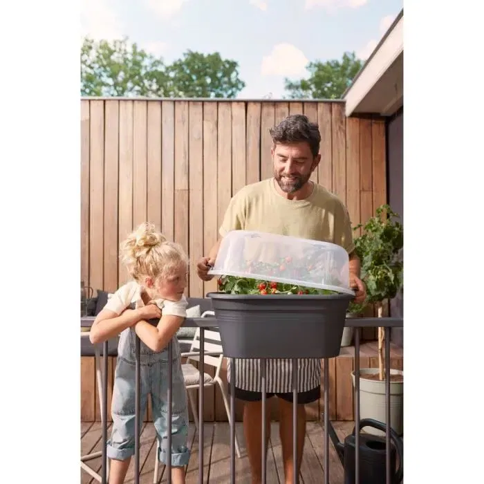 ELHO Gb Balconniere Set De Cult 55 Living Black - Set de cultivo para balcón, 55x28.5x25 cm - 100% reciclado