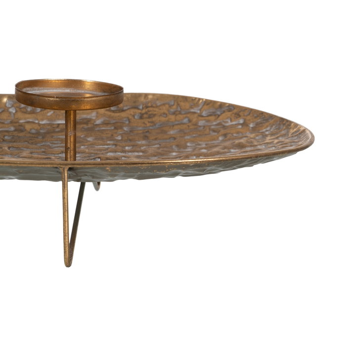 Centro 3 Portavelas Oro Metal Decoración 78 X 28 X 11,50 cm