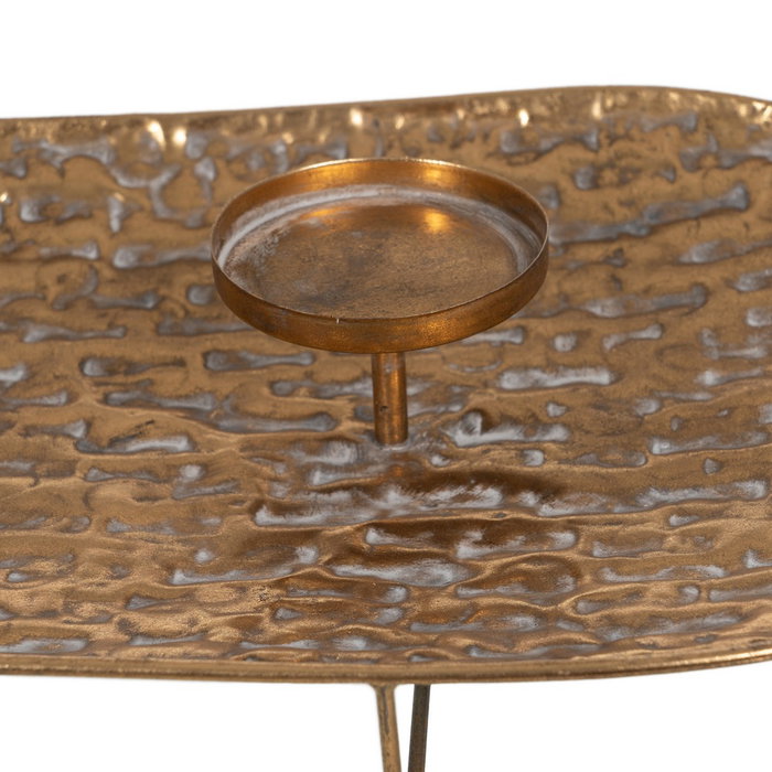 Centro 3 Portavelas Oro Metal Decoración 78 X 28 X 11,50 cm