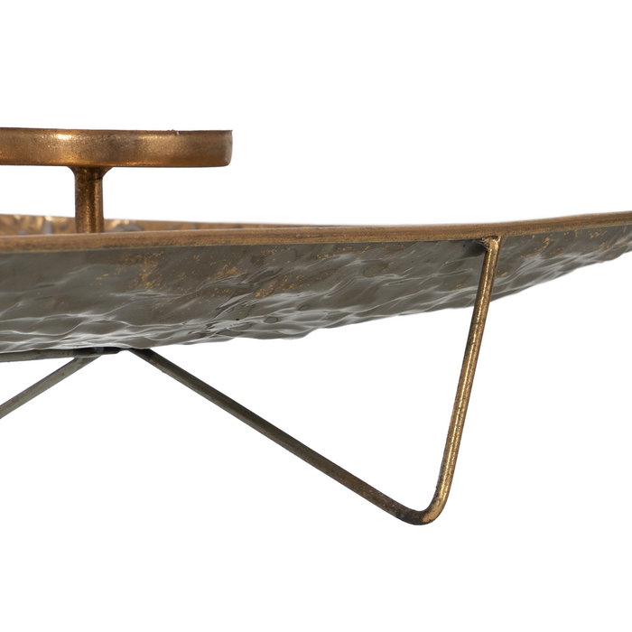 Centro 3 Portavelas Oro Metal Decoración 78 X 28 X 11,50 cm