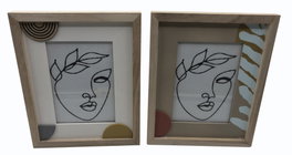 DKD Home Decor Set de 2 Marcos de Fotos 10x15 en MDF y Cristal, Surtido Marrón y Blanco, 12 Unidades