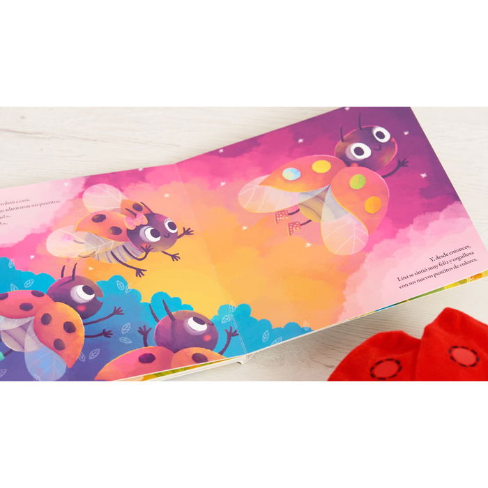 Tranjis Games Juego de Mesa Cooperativo Lina La Mariquita Sin Puntitos con Peluche y Cuento para Niños