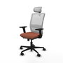 PIQUERAS Y CRESPO Silla Haches Marrón y Blanco Mecanismo Sincro/Traslack, Brazos 2D, Cabecero 2D, Lumbar 1D, Ruedas 65mm