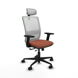 PIQUERAS Y CRESPO Silla Haches Marrón y Blanco Mecanismo Sincro/Traslack, Brazos 2D, Cabecero 2D, Lumbar 1D, Ruedas 65mm