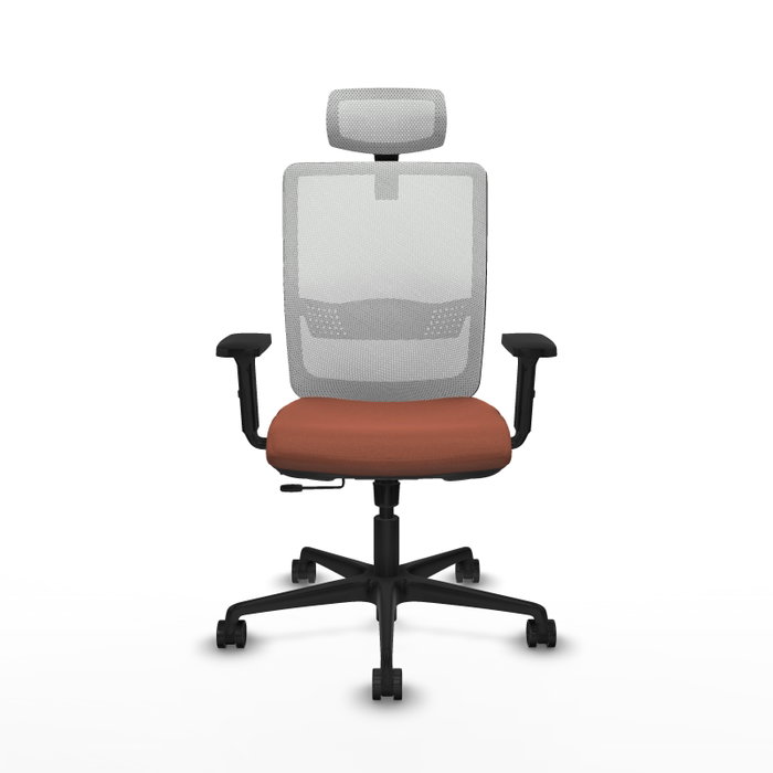 PIQUERAS Y CRESPO Silla Haches Marrón y Blanco Mecanismo Sincro/Traslack, Brazos 2D, Cabecero 2D, Lumbar 1D, Ruedas 65mm