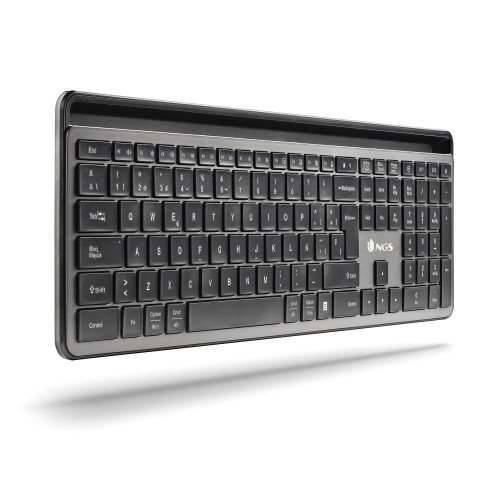 NGS Eclipse Kit Teclado y Ratón Inalámbrico Gris, QWERTY Inglés, Recargable