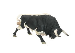 Deqube Toro Bravo Aparejado Embistiendo Réplica Animal Resina Pintada a Mano Colección 20 Figuras +3 Años