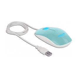 DeLOCK 12538 Ratón Óptico USB Ambidiestro con LED de 3 Botones, 1200 DPI, Color Turquesa, 1.3 m de Cable, Plug and Play, para PC/Portátil, Windows/Mac OS