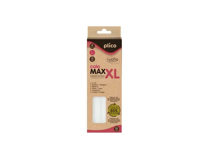 Plico Barra Termofusible Cola Maxi XL Reciclada Translucida 11,5 mm x 200 mm Blister 12 Unidades para Pistola