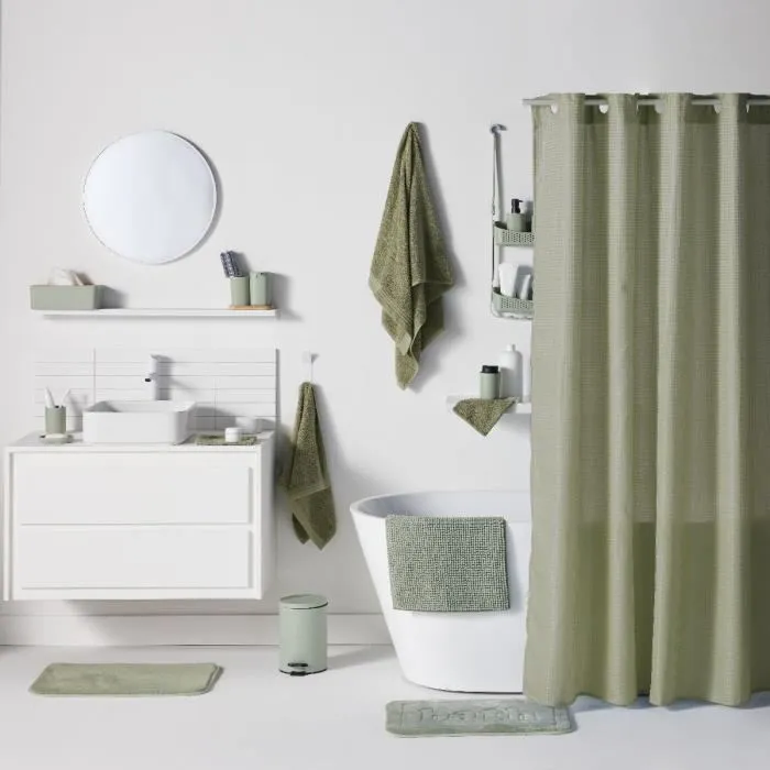 Today Cortina de Ducha Gofres Verde Poliéster 180 x 200 cm con 12 Ganchos TOD3574641275518 Today Cortina de Ducha Gofres Verde Poliéster 180 x 200 cm con 12 Ganchos TOD3574641275518
