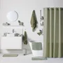 Today Cortina de Ducha Gofres Verde Poliéster 180 x 200 cm con 12 Ganchos TOD3574641275518