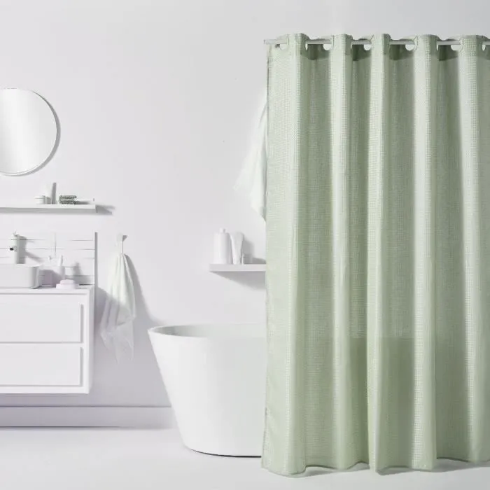 Today Cortina de Ducha Gofres Verde Poliéster 180 x 200 cm con 12 Ganchos TOD3574641275518 Today Cortina de Ducha Gofres Verde Poliéster 180 x 200 cm con 12 Ganchos TOD3574641275518
