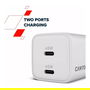 Canyon Cargador CU45CC GaN 45W 2xPuertos USB-C PD Blanco para Unión Europea, Carga Rápida