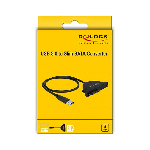 DeLOCK 64048 Convertidor USB 3.0 a Slim SATA Negro DeLOCK 64048 Convertidor USB 3.0 a Slim SATA Negro
