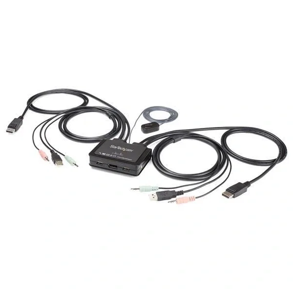 StarTech Switch KVM de 2 Puertos DisplayPort 4K60Hz con Cables Incorporados, USB A, USB StarTech Switch KVM de 2 Puertos DisplayPort 4K60Hz con Cables Incorporados, USB A, USB