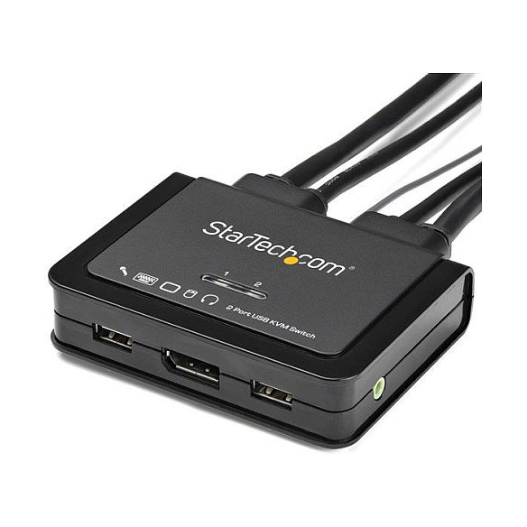 StarTech Switch KVM de 2 Puertos DisplayPort 4K60Hz con Cables Incorporados, USB A, USB StarTech Switch KVM de 2 Puertos DisplayPort 4K60Hz con Cables Incorporados, USB A, USB