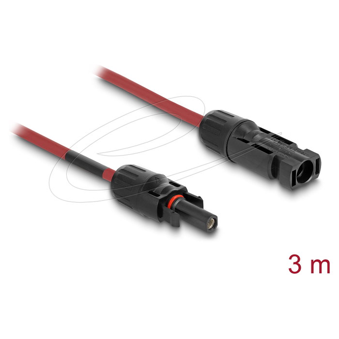 DeLOCK Cable Solar DL4 6 mm2 Macho-Hembra 3 m IP67 Rojo y Negro Resistente a Intemperie -40 a 90 °C