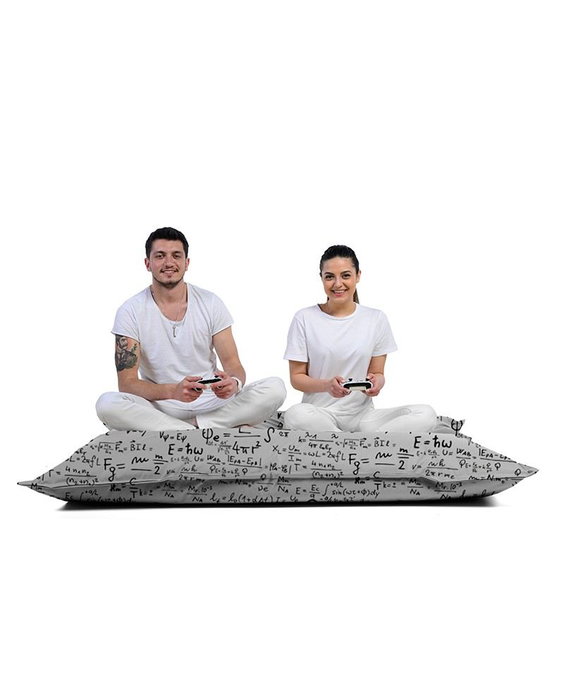 Atelier Del Sofa Silla de Grano Gigante EMC2 White, 100% STYROFOAM, Tela Repelente al Agua, 180x140x30 cm