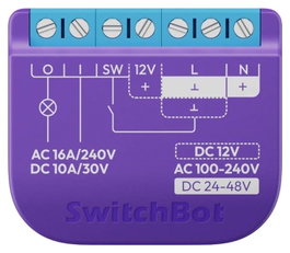 SwitchBot Relay Switch 1 Interruptor con Contacto Seco, Compatible con Bluetooth y WiFi, Carga Máxima 16 A, Color Púrpura