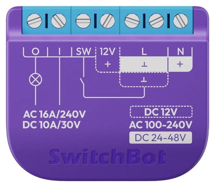 SwitchBot Relay Switch 1 Interruptor con Contacto Seco, Compatible con Bluetooth y WiFi, Carga Máxima 16 A, Color Púrpura SwitchBot Relay Switch 1 Interruptor con Contacto Seco, Compatible con Bluetooth y WiFi, Carga Máxima 16 A, Color Púrpura