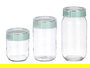 Vivalto Set 3 Botes Cristal Tapa Verde Transparente 425ml, 660ml, 1000ml 18.5x26x9.6cm Aptos Lavavajillas (Set de 6)