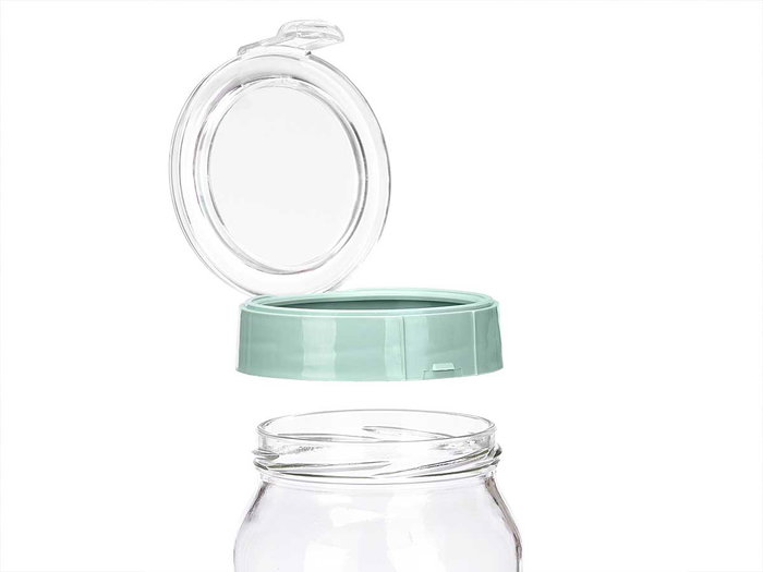 Vivalto Set 3 Botes Cristal Tapa Verde Transparente 425ml, 660ml, 1000ml 18.5x26x9.6cm Aptos Lavavajillas (Set de 6)