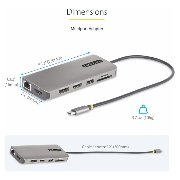 Startech USB-C Triple-Monitor Multiport Adaptador HDMI/DP/Lector de Tarjetas - Docking Station USB-C 3.2 Gen 1 Thunderbolt Startech USB-C Triple-Monitor Multiport Adaptador HDMI/DP/Lector de Tarjetas - Docking Station USB-C 3.2 Gen 1 Thunderbolt