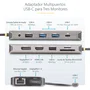 StarTech.com Adaptador Multipuerto USB-C para 3 Monitores, HDMI/DP, Hub 4x USB-A, PD 100W, Gris
